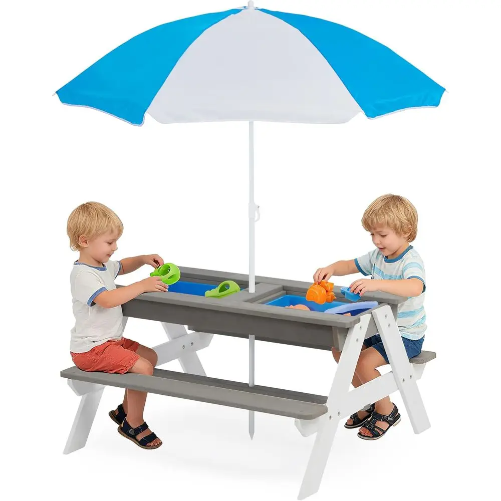 Kids Outdoor Play Table - Çocuklar için 3'ü 1 Arada Ahşap